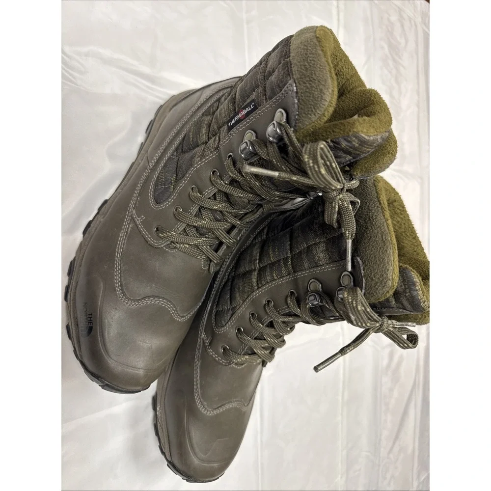 The North Face ThermoBall Eco Men's 9 Insulated‎ Winter Boots Brown/Green